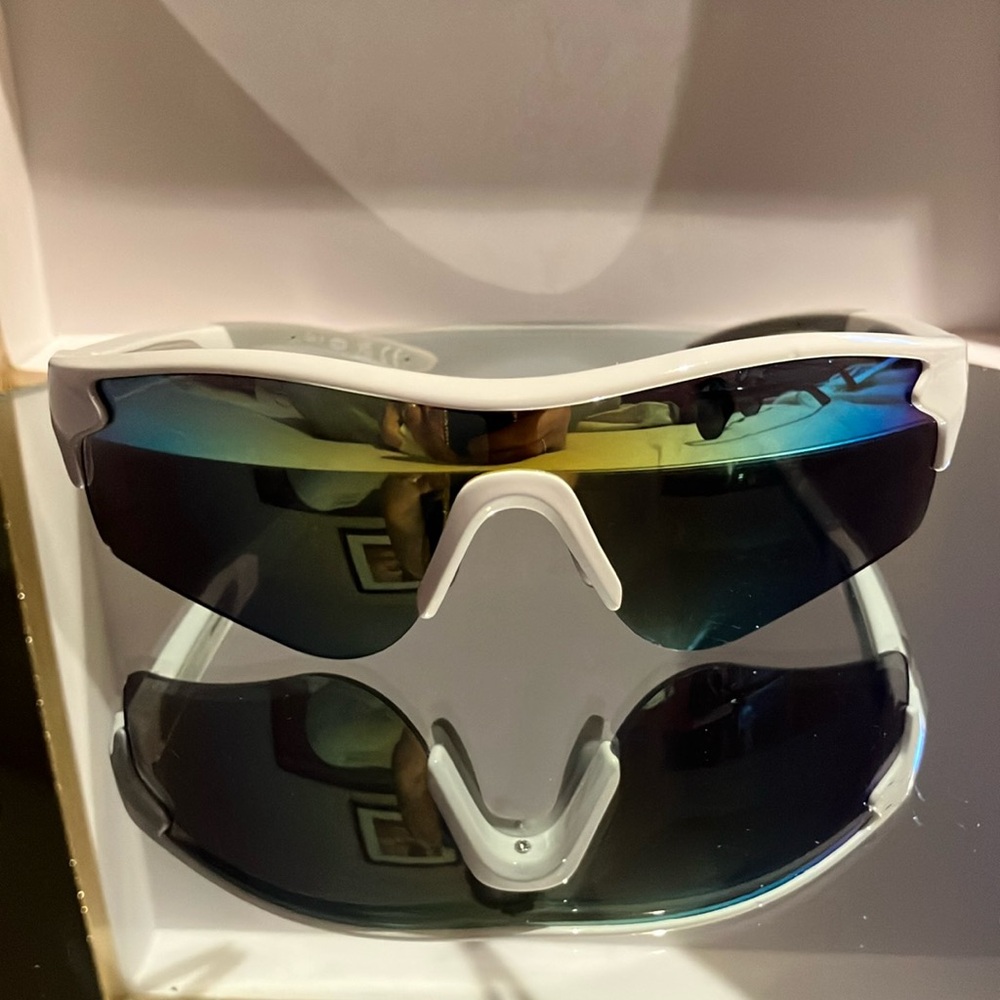 Rawlings 305 White Sports Sunglasses with Mirrored Blue and Yellow Lenses